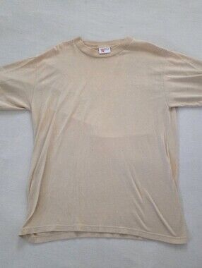 Vintage Plain Beige Crewneck Single Stitch Tee Sunbelt Sportswear Mens Medium